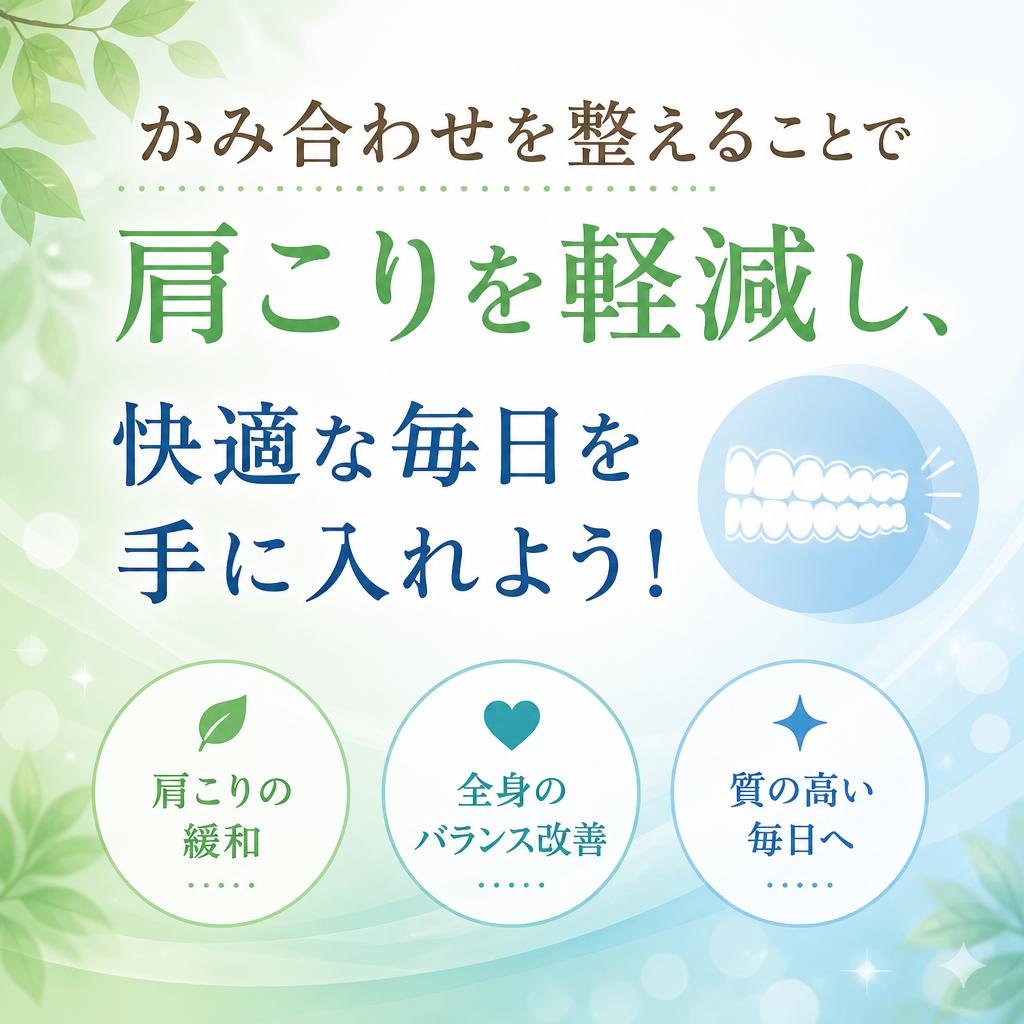 かみ合わせを整えることで肩こりを軽減し、快適な毎日を手に入れよう！