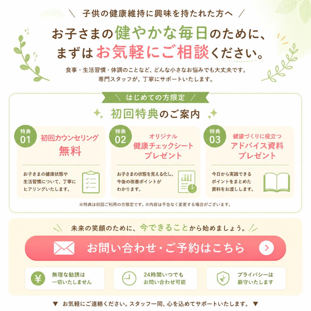お問い合わせと初回の特典