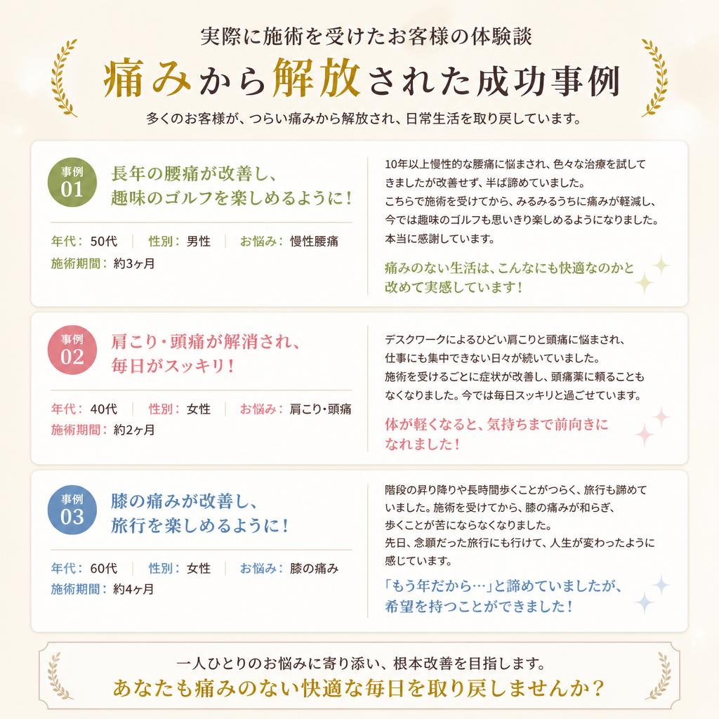 5. 施術を受けたお客様の声