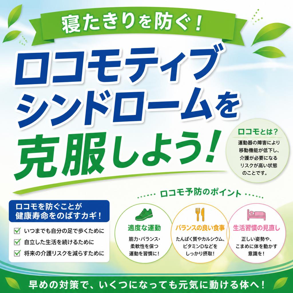 寝たきりを防ぐ！ロコモティブシンドロームを克服しよう！