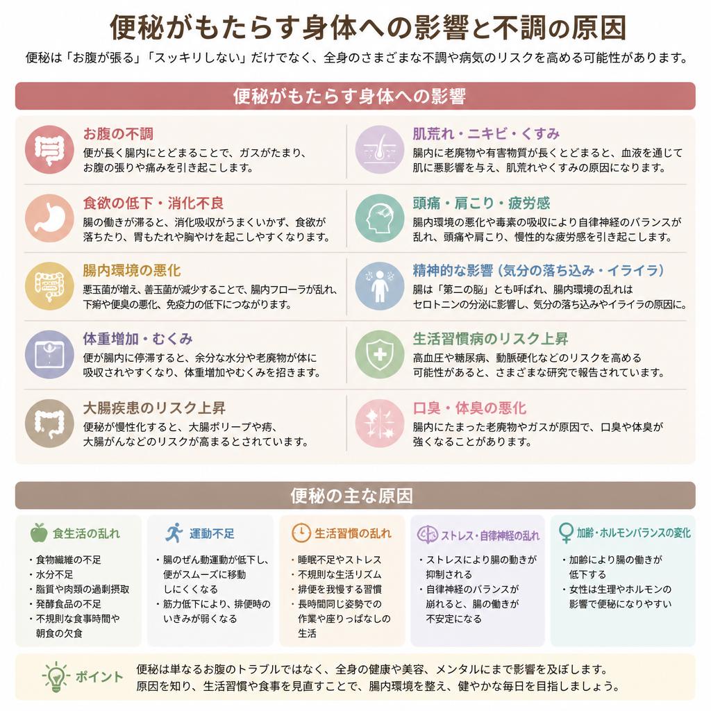 便秘の原因と影響