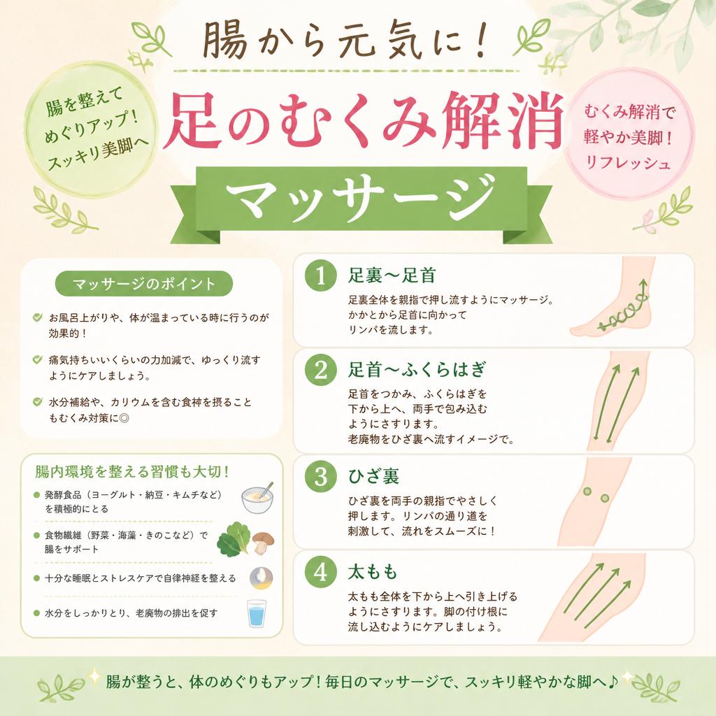 腸から元気に！足のむくみ解消マッサージ