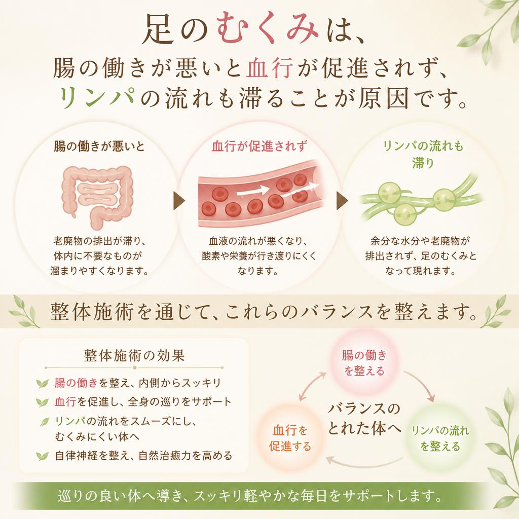 むくみの原因と整体の重要性