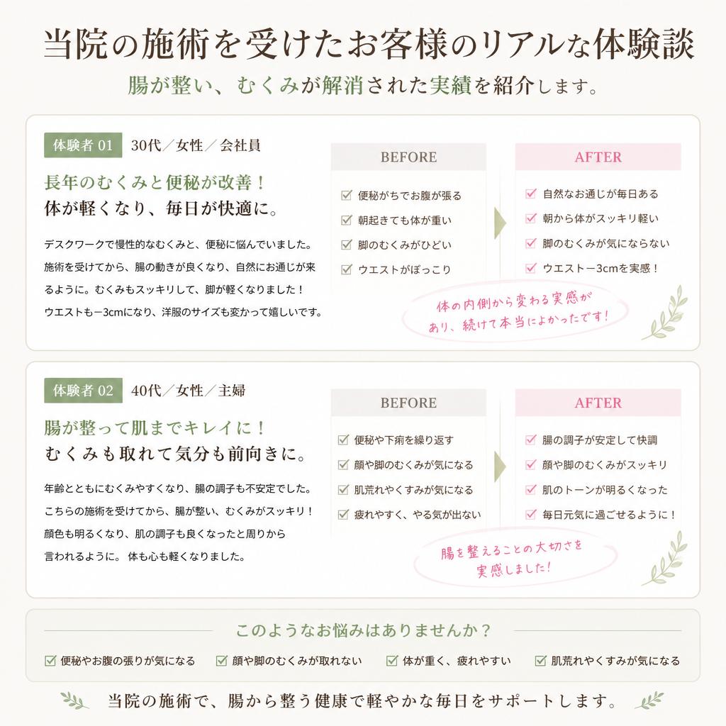お客様の声：実際の体験談
