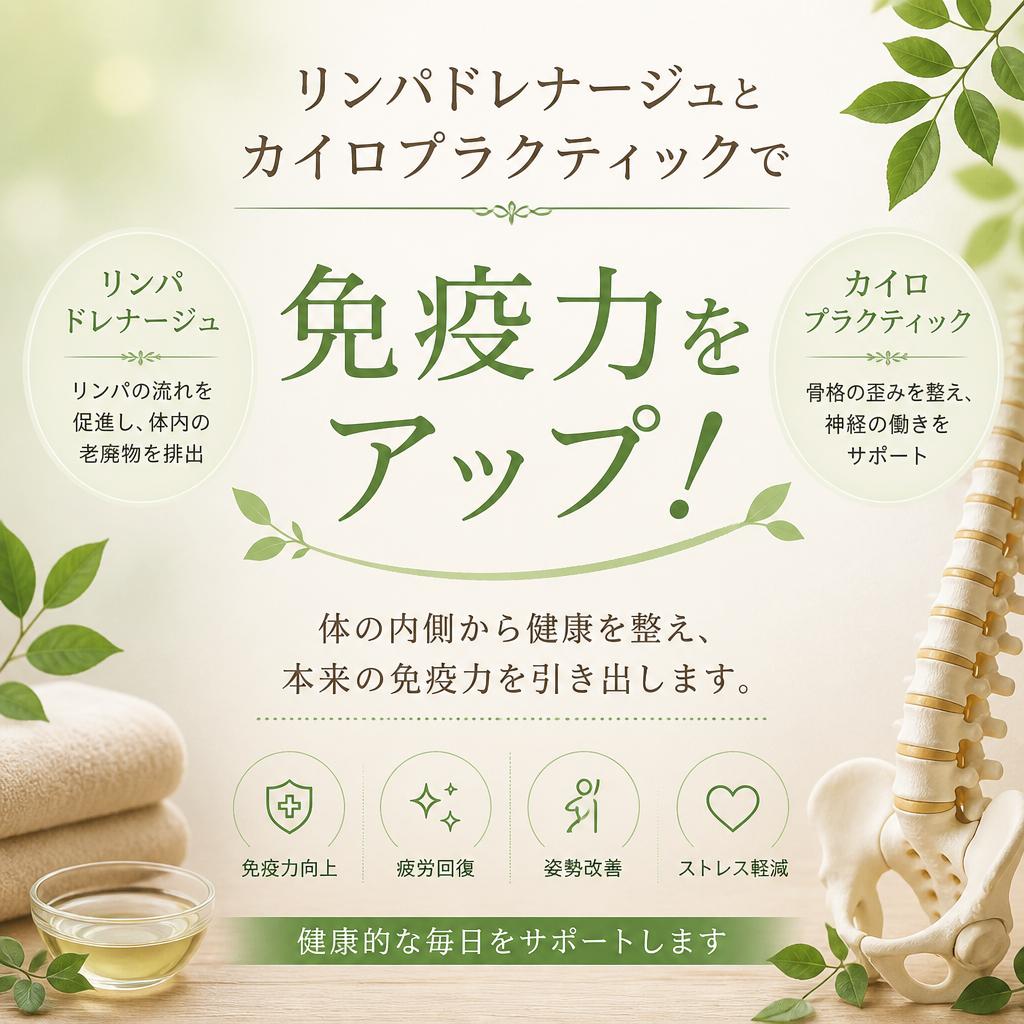 リンパドレナージュとカイロプラクティックで免疫力をアップ！