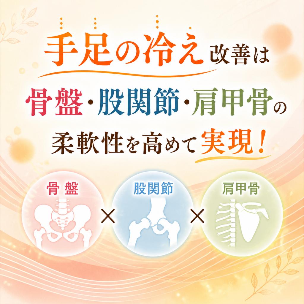 手足の冷え改善は骨盤・股関節・肩甲骨の柔軟性を高めて実現！
