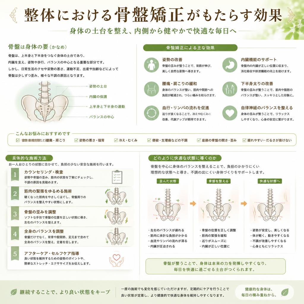 2. 骨盤矯正の効果と施術方法