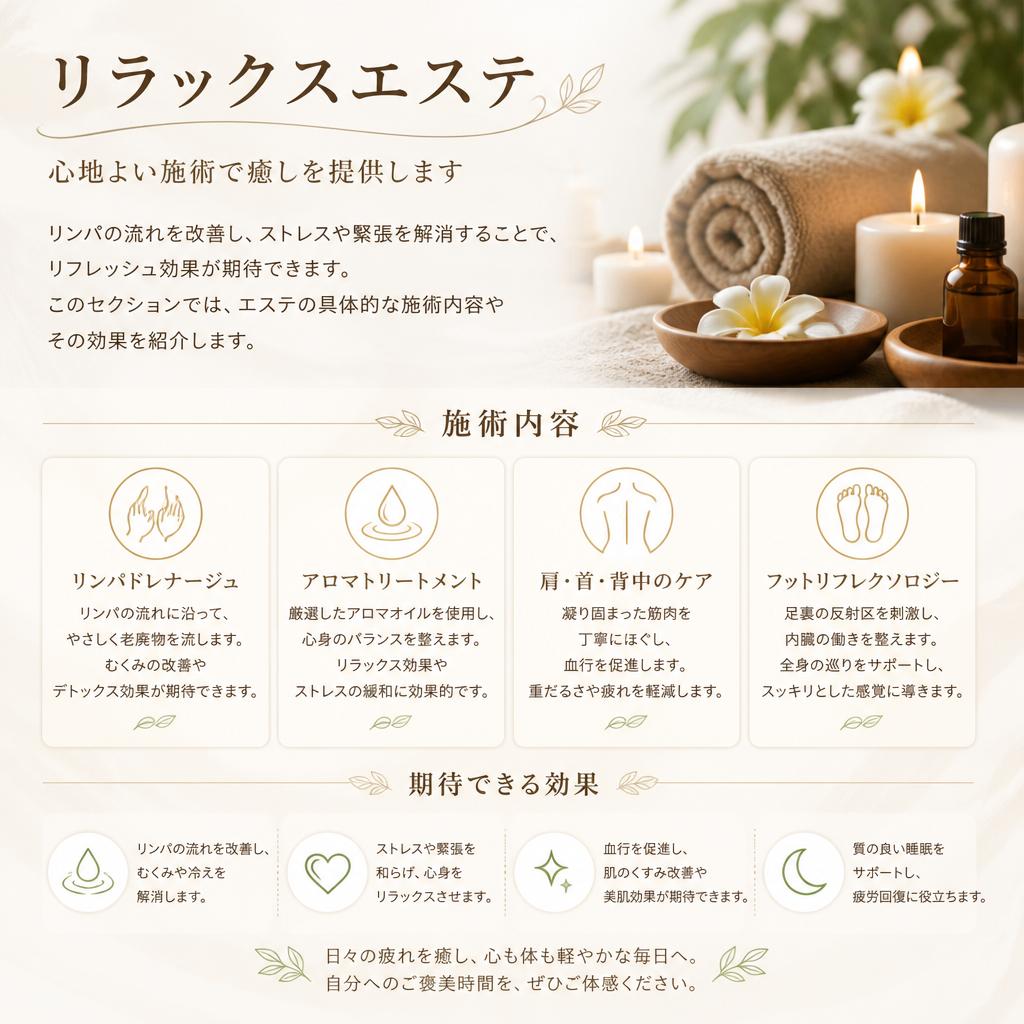 リラックスエステで得られる癒し