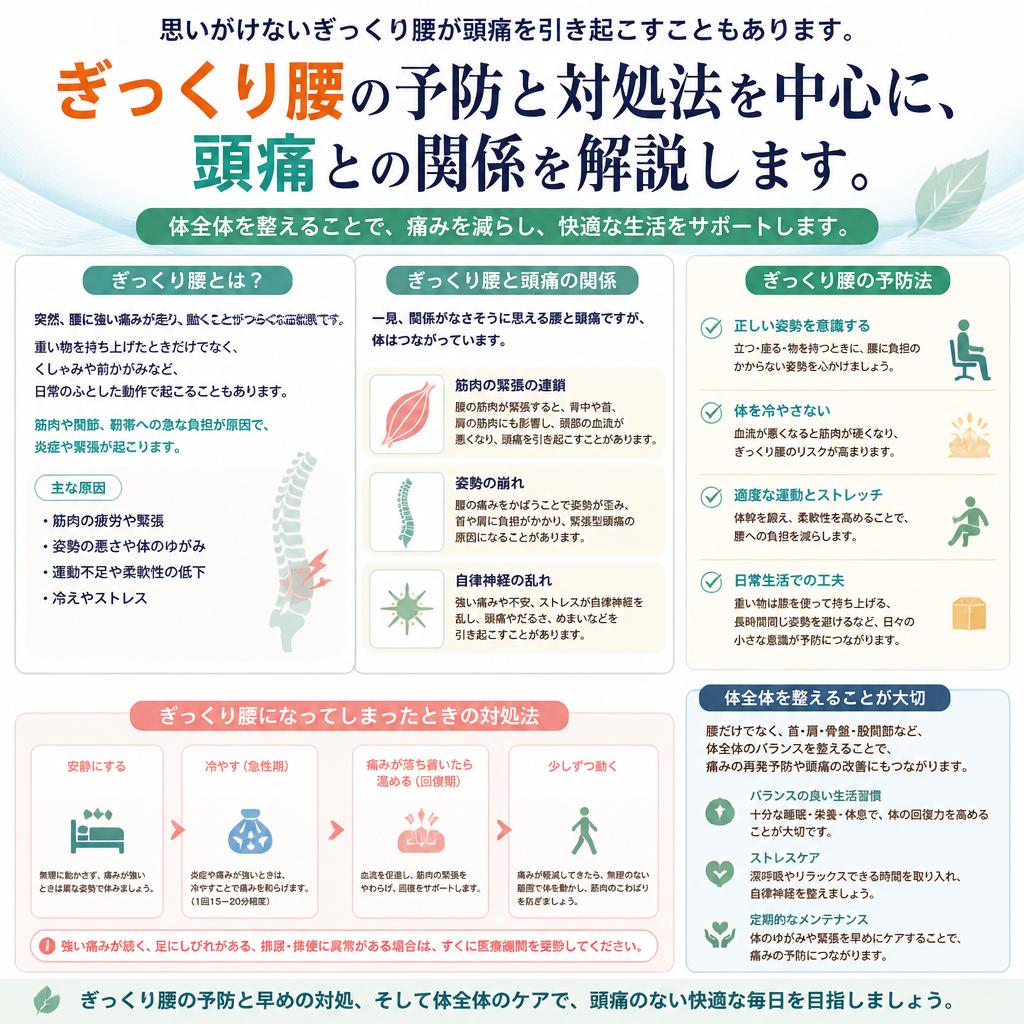 ギックリ腰対策と頭痛の関係