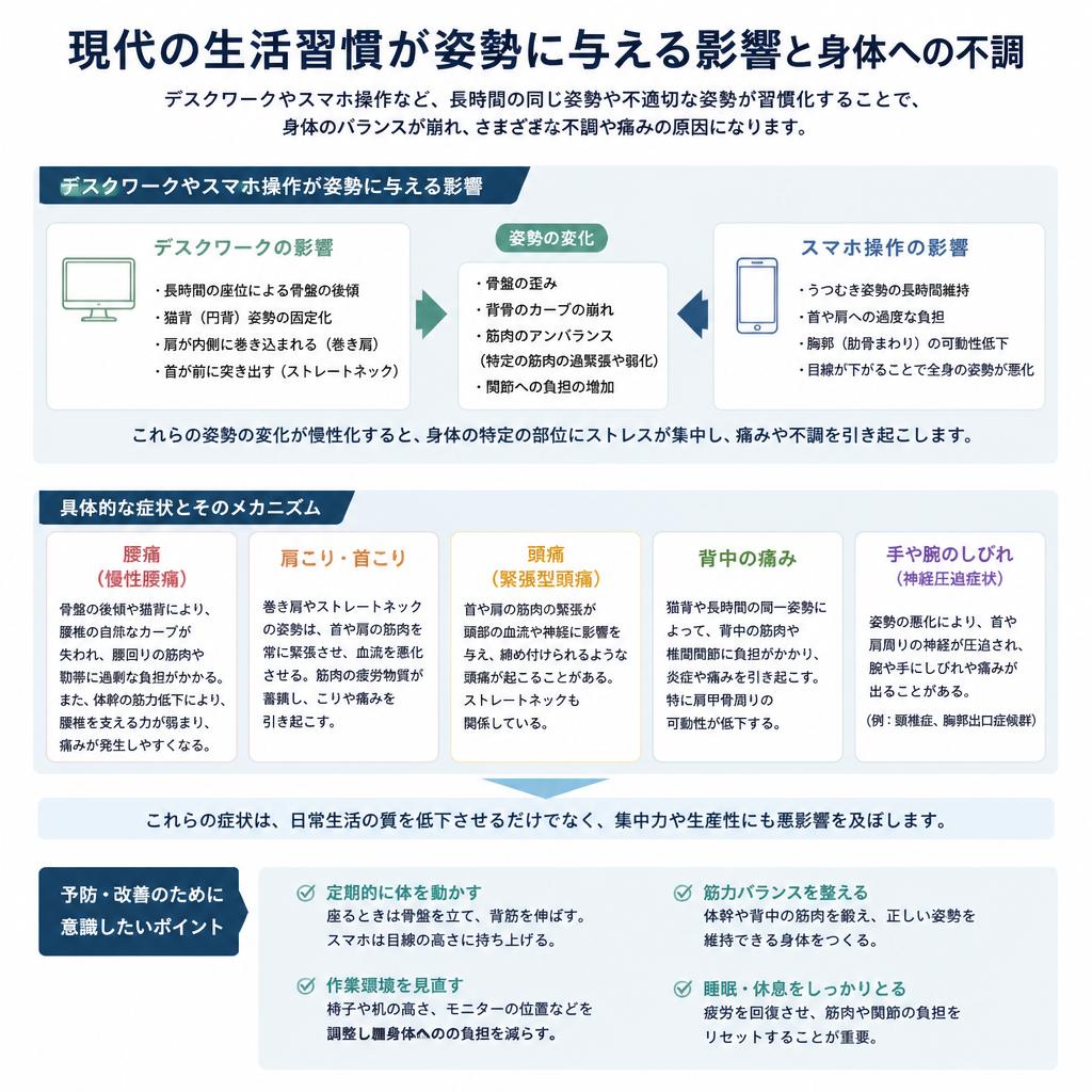 不良姿勢が引き起こす体の不調