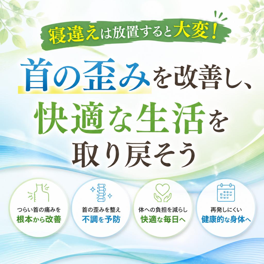 寝違えは放置すると大変！首の歪みを改善し、快適な生活を取り戻そう