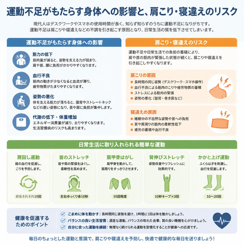 運動不足がもたらす身体の不調