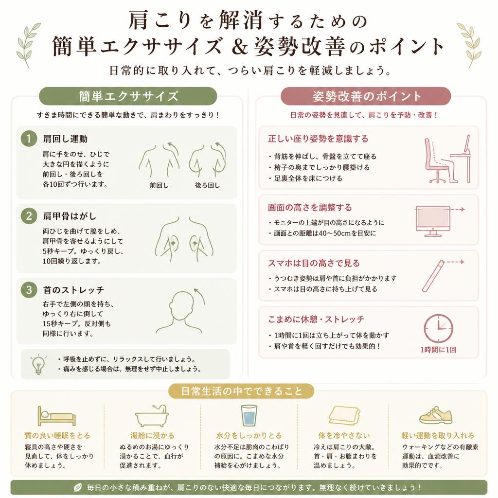 肩こり解消のステップ