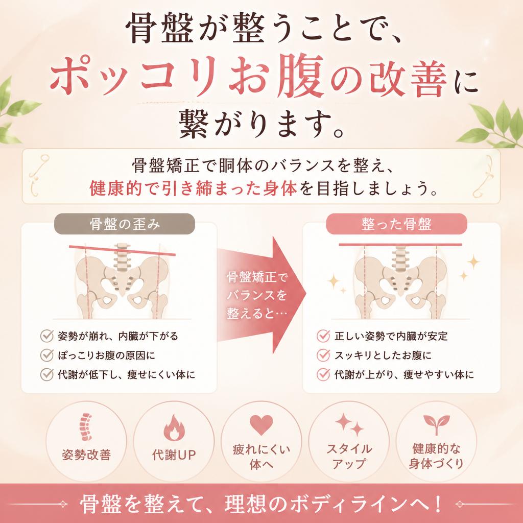 骨盤矯正でお腹スッキリ