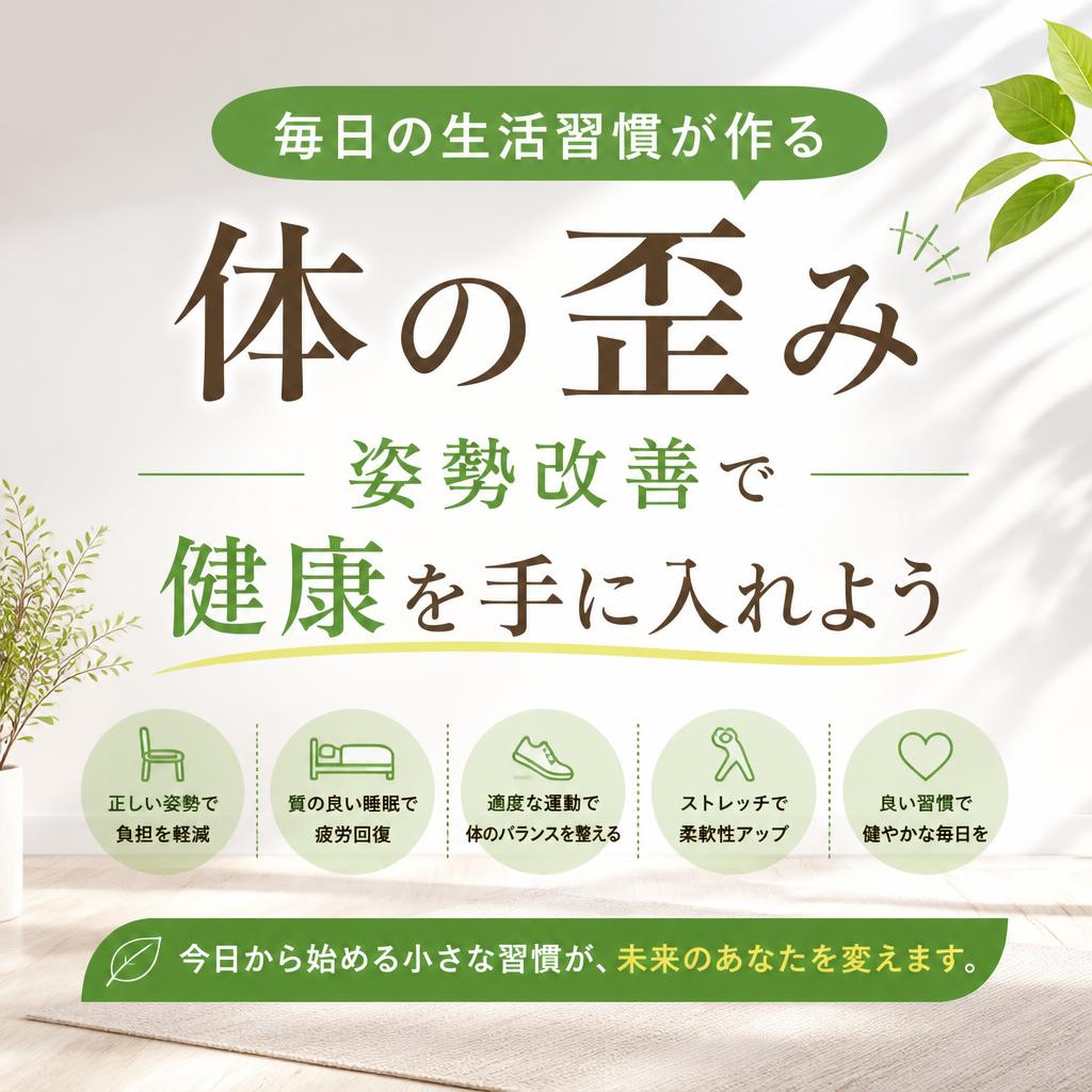 毎日の生活習慣が作る体の歪み、姿勢改善で健康を手に入れよう