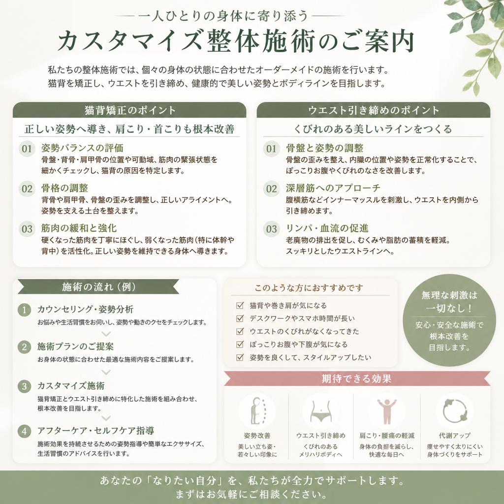 整体で身体のバランスを整える